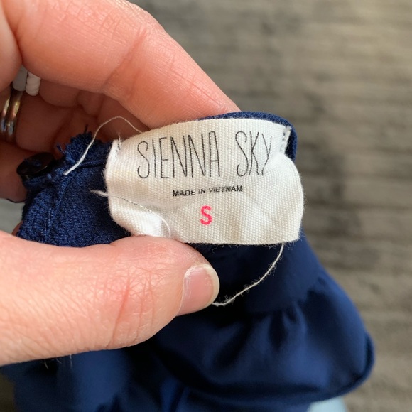 Sienna Sky Navy Cold Shoulder Flutter Blouse - Picture 4 of 7